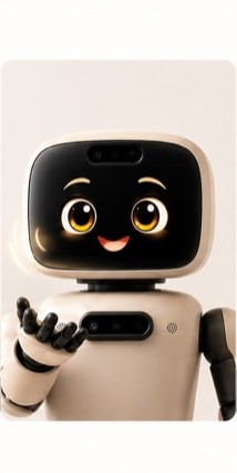 NimnyBot speaking with an open-hand gesture